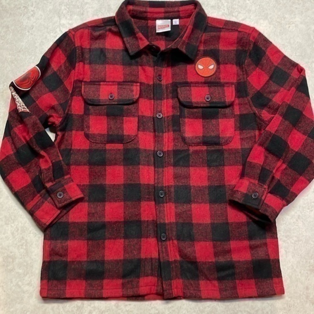 Marvel boys flannel like long sleeve Spider-Man shirt. Size 10/12